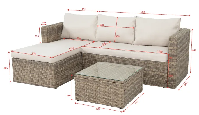 Mendoza L-formet 4-personers sofagruppe i polyrattan til altan og terrasse - Brun / Beige hynder - Have - Udendørs miljø - Altan & terrasse - Altanmøbler