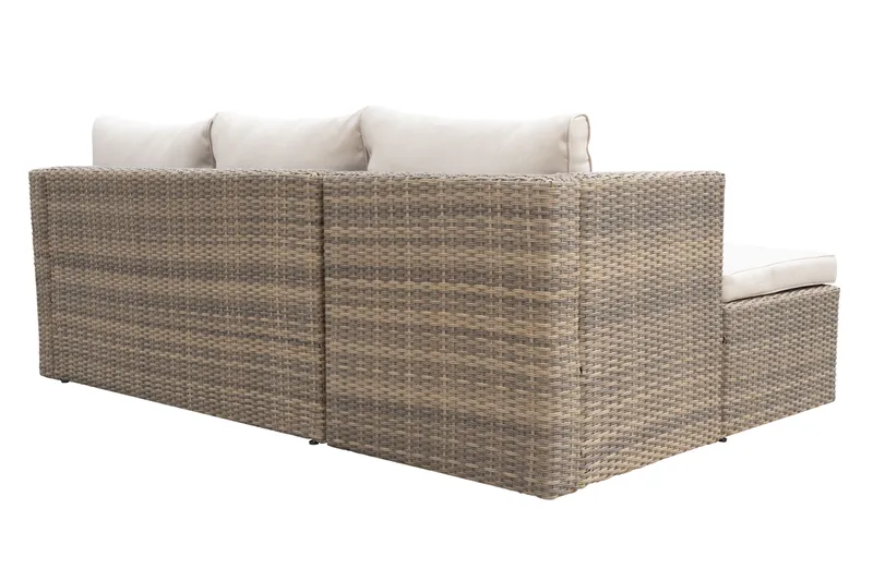 Mendoza L-formet 4-personers sofagruppe i polyrattan til altan og terrasse - Brun / Beige hynder - Have - Udendørs miljø - Altan & terrasse - Altanmøbler