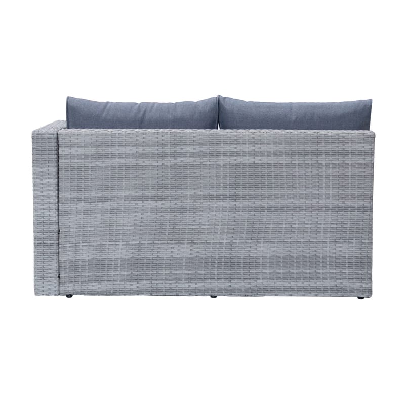 Mendoza L-formet 4-personers sofagruppe i polyrattan til altan og terrasse - Grå / Blå hynder - Have - Udendørs miljø - Altan & terrasse - Altanmøbler