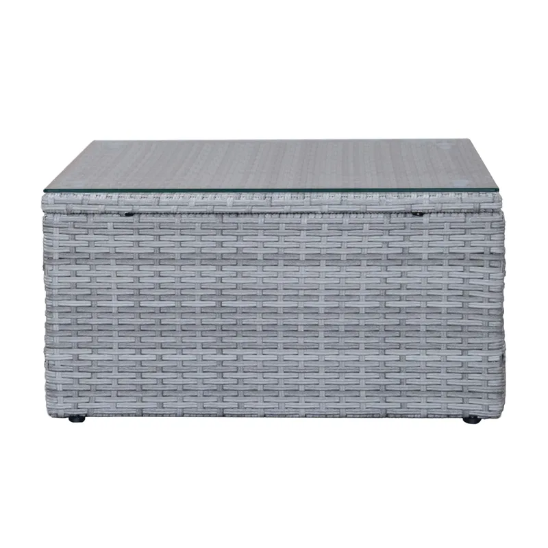 Mendoza L-formet 4-personers sofagruppe i polyrattan til altan og terrasse - Grå / Blå hynder - Have - Udendørs miljø - Altan & terrasse - Altanmøbler