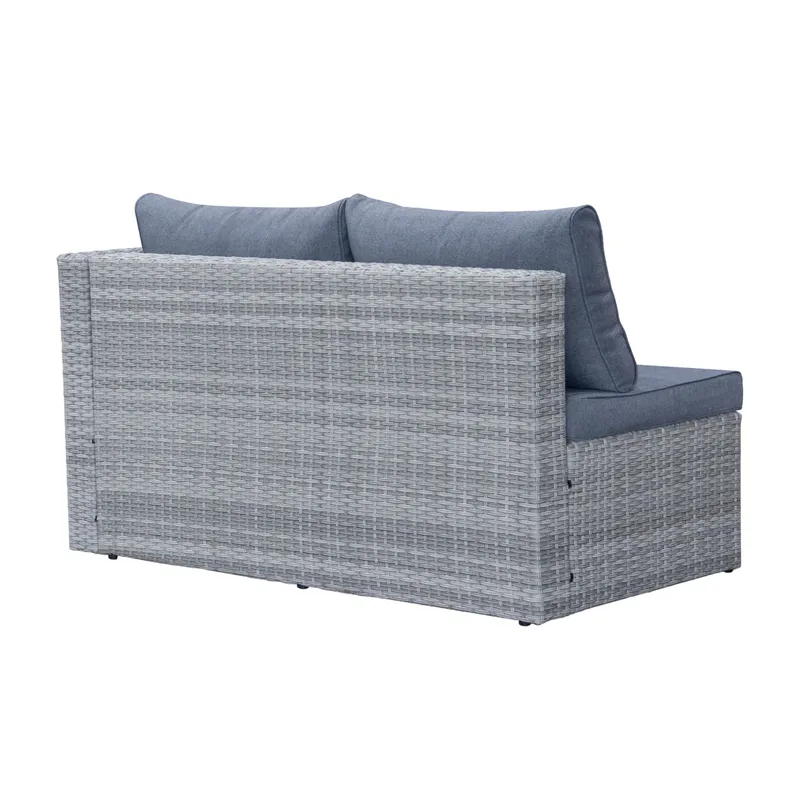 Mendoza L-formet 4-personers sofagruppe i polyrattan til altan og terrasse - Grå / Blå hynder - Have - Udendørs miljø - Altan & terrasse - Altanmøbler