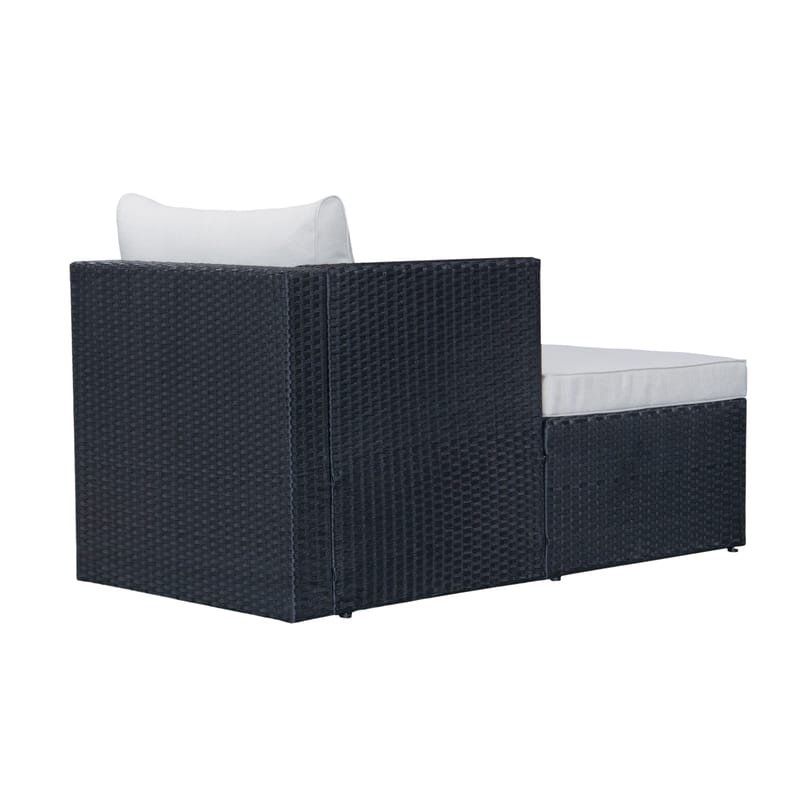 Mendoza L-formet 4-personers sofagruppe i polyrattan til altan og terrasse - Sort / Hvide hynder - Have - Udendørs miljø - Altan & terrasse - Altanmøbler