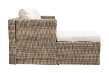 Mendoza L-formet 4-personers sofagruppe i polyrattan til altan og terrasse - Brun / Beige hynder - Havemøbler - Loungemøbler - Sofagrupper udendørs