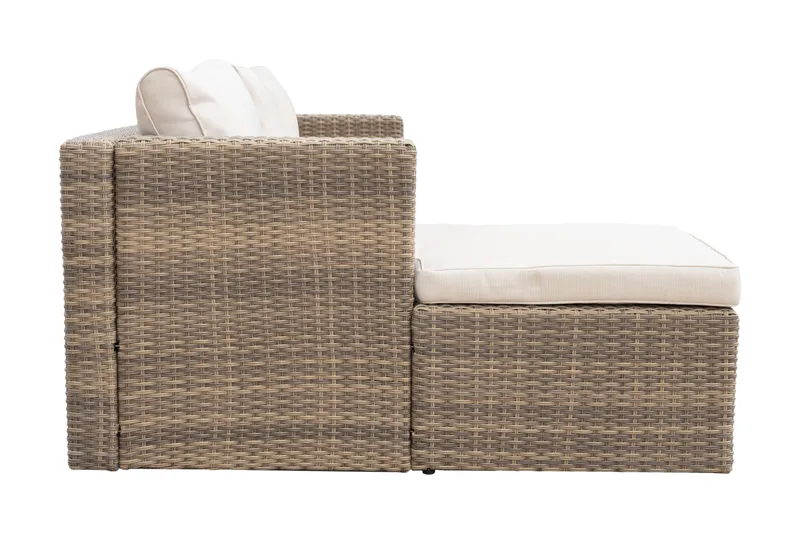 Mendoza L-formet 4-personers sofagruppe i polyrattan til altan og terrasse - Brun / Beige hynder - Have - Udendørs miljø - Altan & terrasse - Altanmøbler