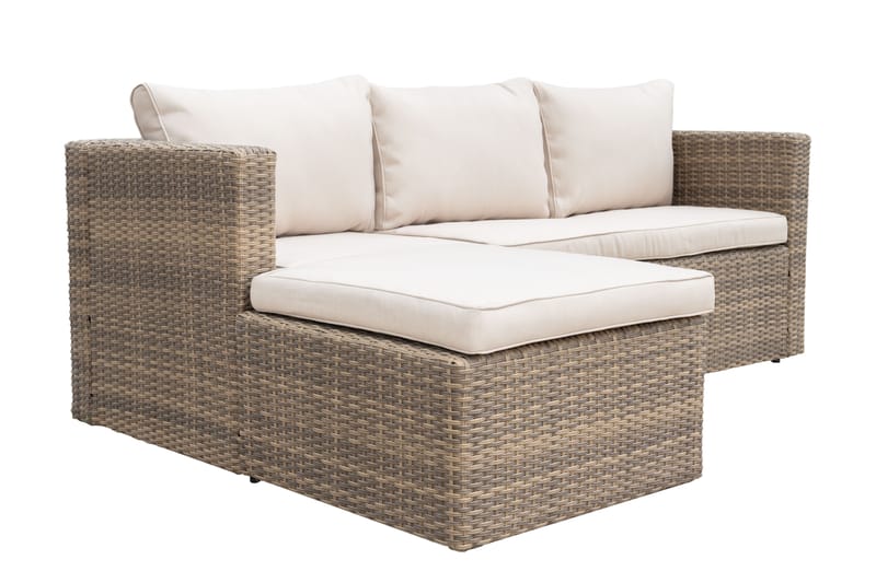 Mendoza L-formet 4-personers sofagruppe i polyrattan til altan og terrasse - Brun / Beige hynder - Have - Udendørs miljø - Altan & terrasse - Altanmøbler
