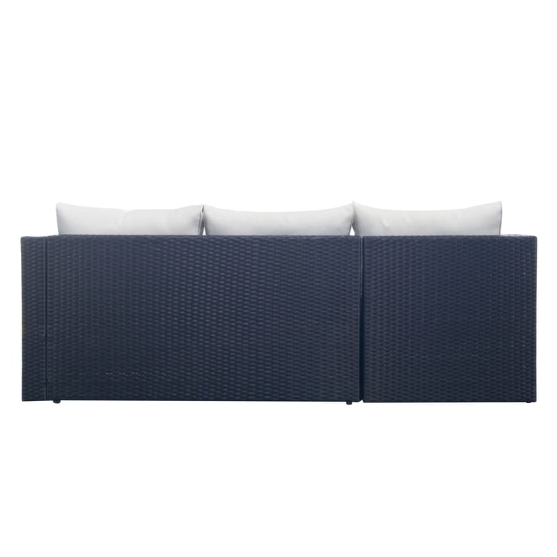 Mendoza L-formet 4-personers sofagruppe i polyrattan til altan og terrasse - Sort / Hvide hynder - Have - Udendørs miljø - Altan & terrasse - Altanmøbler