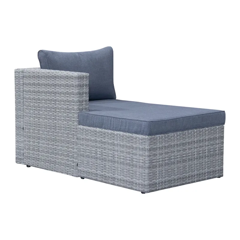 Mendoza L-formet 4-personers sofagruppe i polyrattan til altan og terrasse - Grå / Blå hynder - Have - Udendørs miljø - Altan & terrasse - Altanmøbler