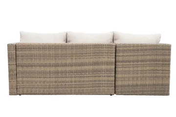Mendoza L-formet 4-personers sofagruppe i polyrattan til altan og terrasse - Brun / Beige hynder - Havemøbler - Loungemøbler - Sofagrupper udendørs