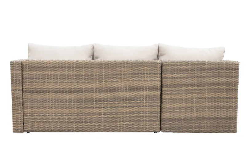 Mendoza L-formet 4-personers sofagruppe i polyrattan til altan og terrasse - Brun / Beige hynder - Have - Udendørs miljø - Altan & terrasse - Altanmøbler