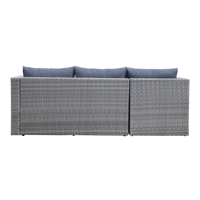 Mendoza L-formet 4-personers sofagruppe i polyrattan til altan og terrasse - Grå / Blå hynder - Have - Udendørs miljø - Altan & terrasse - Altanmøbler