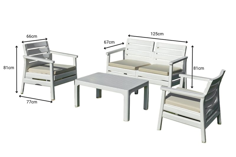 Momira Loungegruppe udendørs - Hvid - Have - Udendørs miljø - Altan & terrasse - Altanmøbler