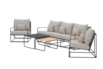 Palazzo sofagruppe 3-personers sofa + 2 lænestole med bord udendørs - Sort - Havemøbler - Loungemøbler - Sofagrupper udendørs