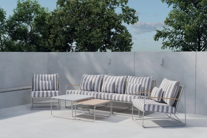 Palazzo sofagruppe 3-personers sofa + 2 lænestole med bord udendørs, Grå