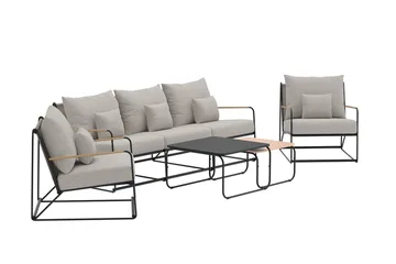 Palazzo sofagruppe 3-personers sofa + 2 lænestole med bord udendørs - Sort - Havemøbler - Loungemøbler - Sofagrupper udendørs