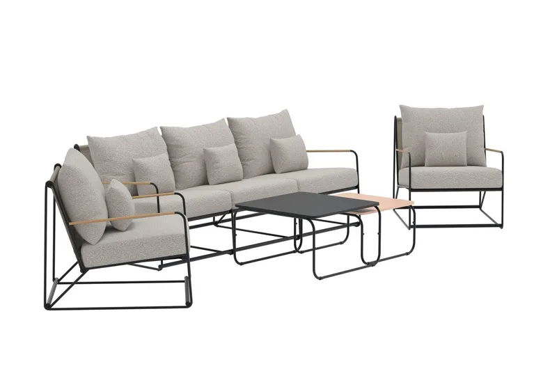 Palazzo sofagruppe 3-personers sofa + 2 lænestole med bord udendørs - Sort - Have - Udendørs miljø - Altan & terrasse - Altanmøbler