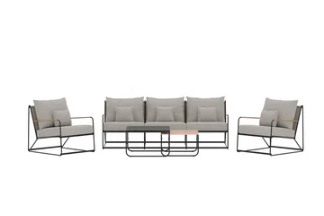 Palazzo sofagruppe 3-personers sofa + 2 lænestole med bord udendørs - Sort - Havemøbler - Loungemøbler - Sofagrupper udendørs