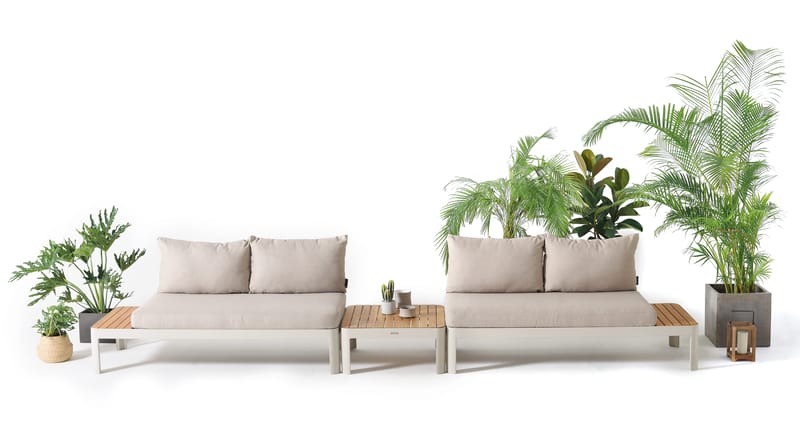 Portals Modul Sæt 2× 2-personers sofaer + sofabord - Koralsand - Have - Udendørs miljø - Altan & terrasse - Altanmøbler