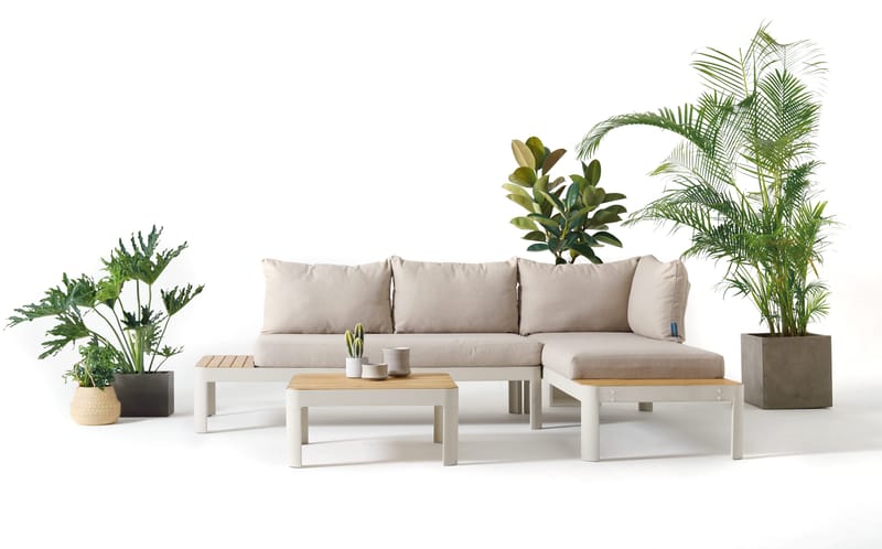 Portals Modul Sæt 2× 2-personers sofaer + sofabord - Koralsand - Have - Udendørs miljø - Altan & terrasse - Altanmøbler