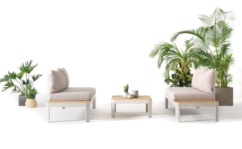 Portals Modul Sæt 2× 2-personers sofaer + sofabord - Koralsand - Have - Udendørs miljø - Altan & terrasse - Altanmøbler