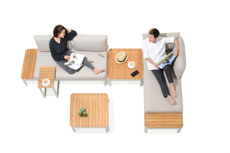 Portals Modul Sæt 2× 2-personers sofaer + 2× sofaborde - Koralsand - Have - Udendørs miljø - Altan & terrasse - Altanmøbler