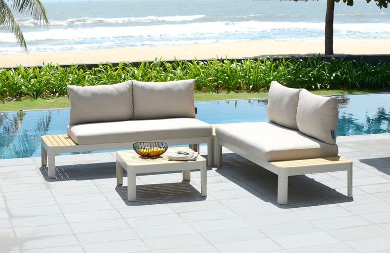 Portals Modul Sæt 2× 2-personers sofaer + sofabord - Koralsand - Have - Udendørs miljø - Altan & terrasse - Altanmøbler