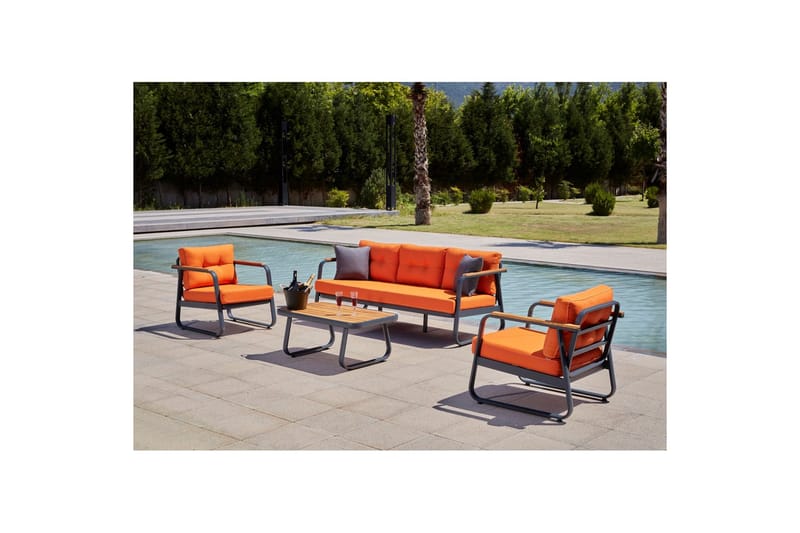Rio Sofasæt Udendørs 5 Personers Orange - Orange - Have - Udendørs miljø - Altan & terrasse - Altanmøbler