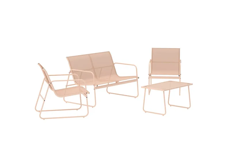 Scopello sofagruppe 2-personers sofa + 2 lænestole med bord udendørs - Beige - Have - Udendørs miljø - Altan & terrasse - Altanmøbler