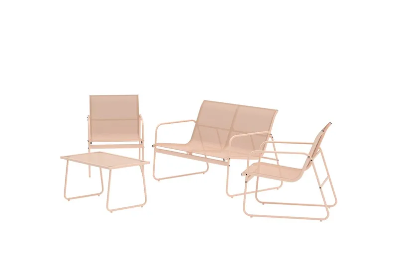 Scopello sofagruppe 2-personers sofa + 2 lænestole med bord udendørs - Beige - Have - Udendørs miljø - Altan & terrasse - Altanmøbler