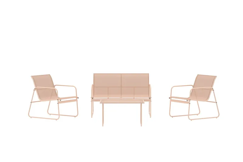 Scopello sofagruppe 2-personers sofa + 2 lænestole med bord udendørs - Beige - Have - Udendørs miljø - Altan & terrasse - Altanmøbler