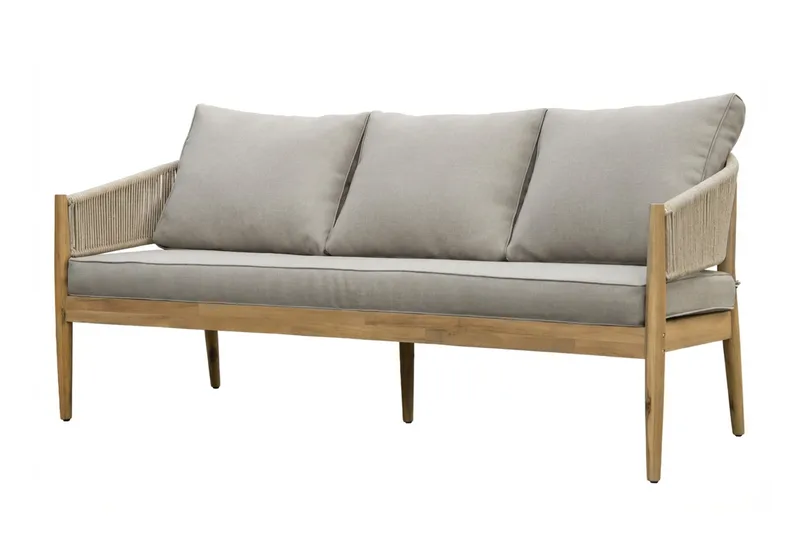 Siana 4-personers loungegruppe i trælook med rebdetaljer - Natur / Beige - Have - Udendørs miljø - Altan & terrasse - Altanmøbler
