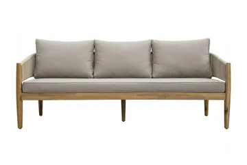 Siana 4-personers loungegruppe i trælook med rebdetaljer - Natur / Beige - Havemøbler - Loungemøbler - Sofagrupper udendørs