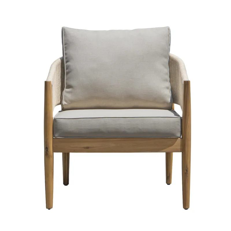 Siana 4-personers loungegruppe i trælook med rebdetaljer - Natur / Beige - Have - Udendørs miljø - Altan & terrasse - Altanmøbler