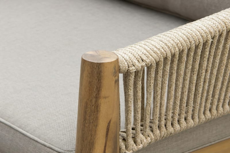 Siana 5-personers loungegruppe i trælook med rebdetaljer - Natur / Beige - Have - Udendørs miljø - Altan & terrasse - Altanmøbler