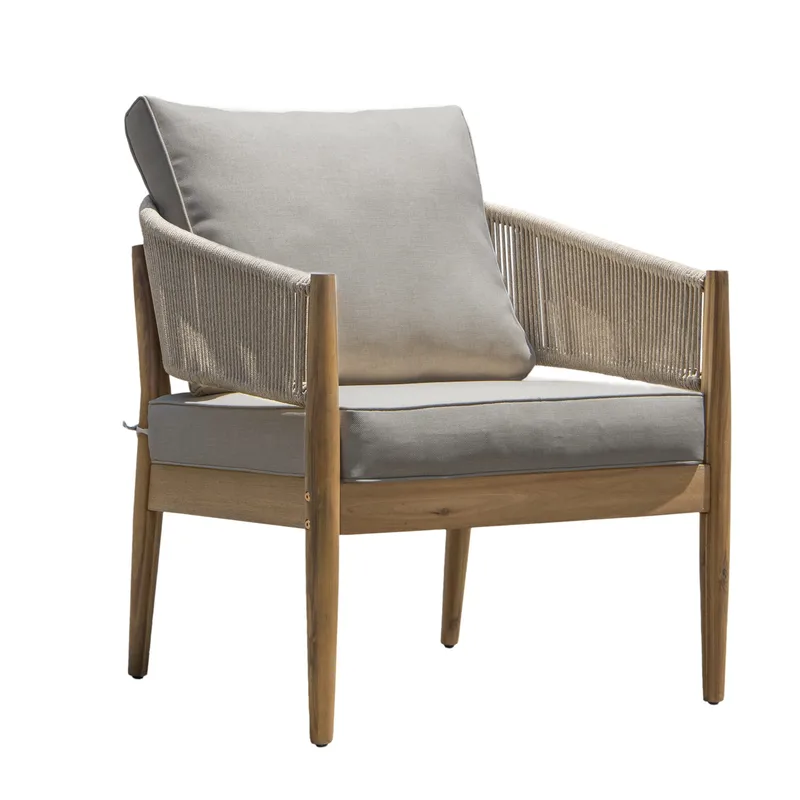 Siana 5-personers loungegruppe i trælook med rebdetaljer - Natur / Beige - Have - Udendørs miljø - Altan & terrasse - Altanmøbler