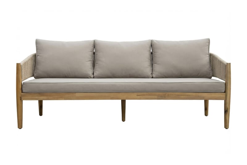 Siana 5-personers loungegruppe i trælook med rebdetaljer - Natur / Beige - Have - Udendørs miljø - Altan & terrasse - Altanmøbler