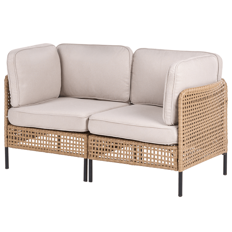 Sofa udendørs med bord 2-personers Omegana kunstflet - Beige/Sort - Have - Udendørs miljø - Altan & terrasse - Altanmøbler