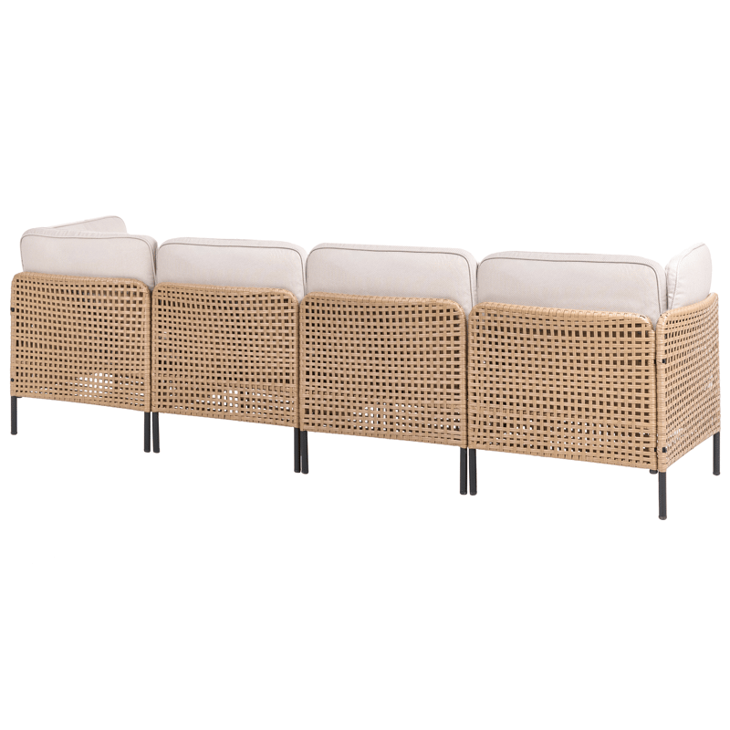 Sofa udendørs med bord 4-personers Omegana modulær kunstflet - Beige/Sort - Have - Udendørs miljø - Altan & terrasse - Altanmøbler