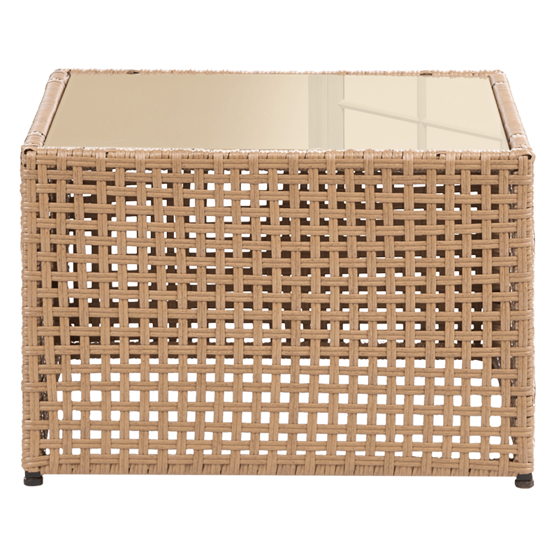 Sofa udendørs med bord 4-personers Omegana modulær kunstflet - Beige/Sort - Have - Udendørs miljø - Altan & terrasse - Altanmøbler