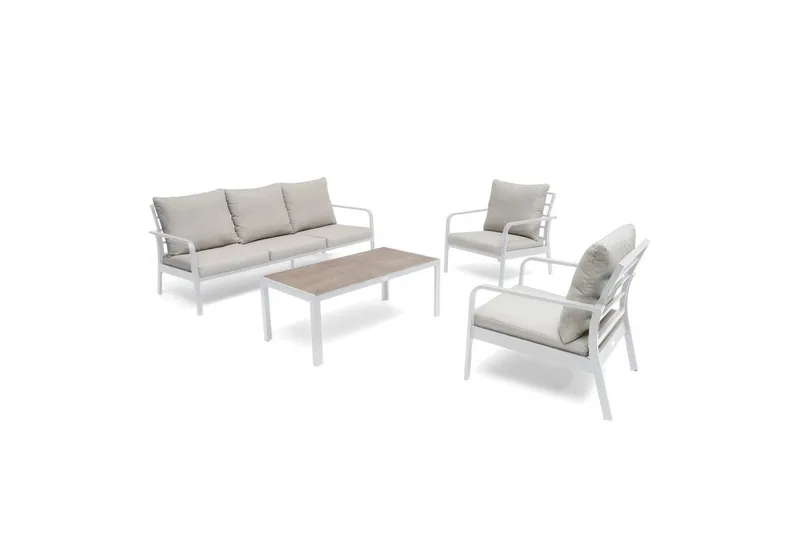 Sofagruppe Hillerstorp Hånger, Hvid ramme Puder gråbeige