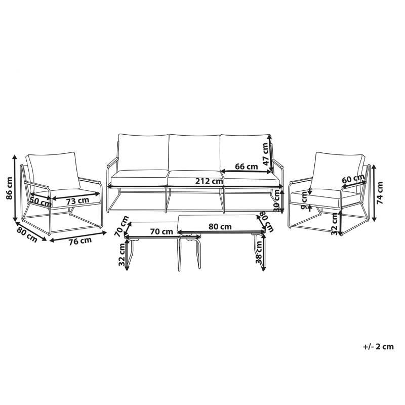 Sofagruppe udendørs 5-personers Venaria med bord - Sort/Beige - Have - Udendørs miljø - Altan & terrasse - Altanmøbler