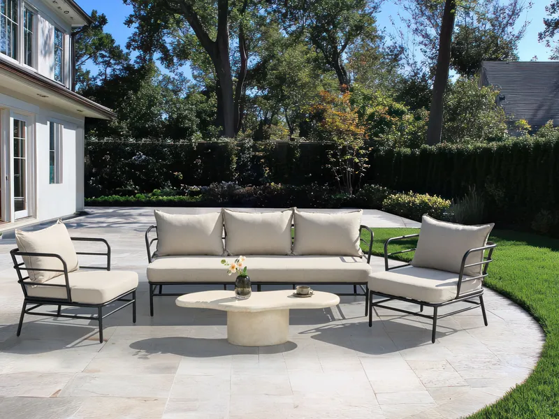 Sofagruppe udendørs 5-personers Ponzone - Beige/Sort - Have - Udendørs miljø - Altan & terrasse - Altanmøbler