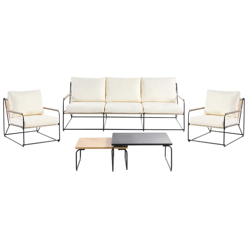 Sofagruppe udendørs 5-personers Venaria med bord, Sort/Beige