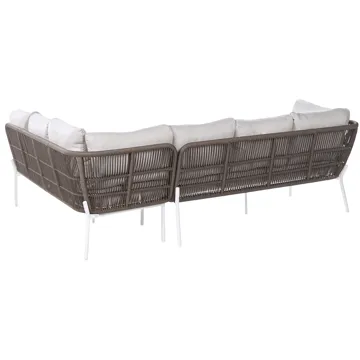 Sofagruppe udendørs 7-personers Robella med bord - Beige/Hvid/Brun - Havemøbler - Loungemøbler - Sofagrupper udendørs
