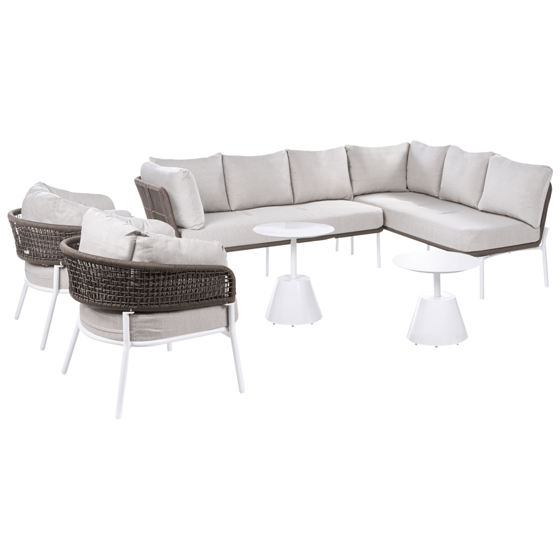 Sofagruppe udendørs 7-personers Robella med bord - Beige/Hvid/Brun - Have - Udendørs miljø - Altan & terrasse - Altanmøbler
