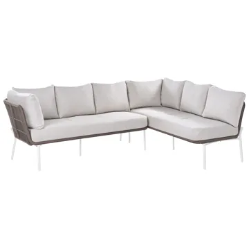 Sofagruppe udendørs 7-personers Robella med bord - Beige/Hvid/Brun - Havemøbler - Loungemøbler - Sofagrupper udendørs