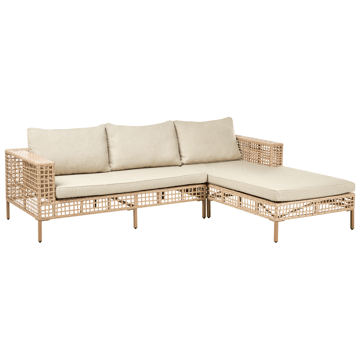 Sofagruppe udendørs med bord 4-personers Calasetta venstrevendt kunstflet - Beige - Havemøbler - Loungemøbler - Sofagrupper udendørs