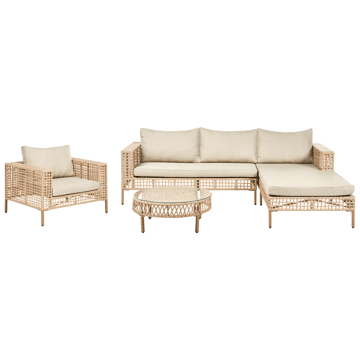 Sofagruppe udendørs med bord 4-personers Calasetta venstrevendt kunstflet - Beige - Havemøbler - Loungemøbler - Sofagrupper udendørs