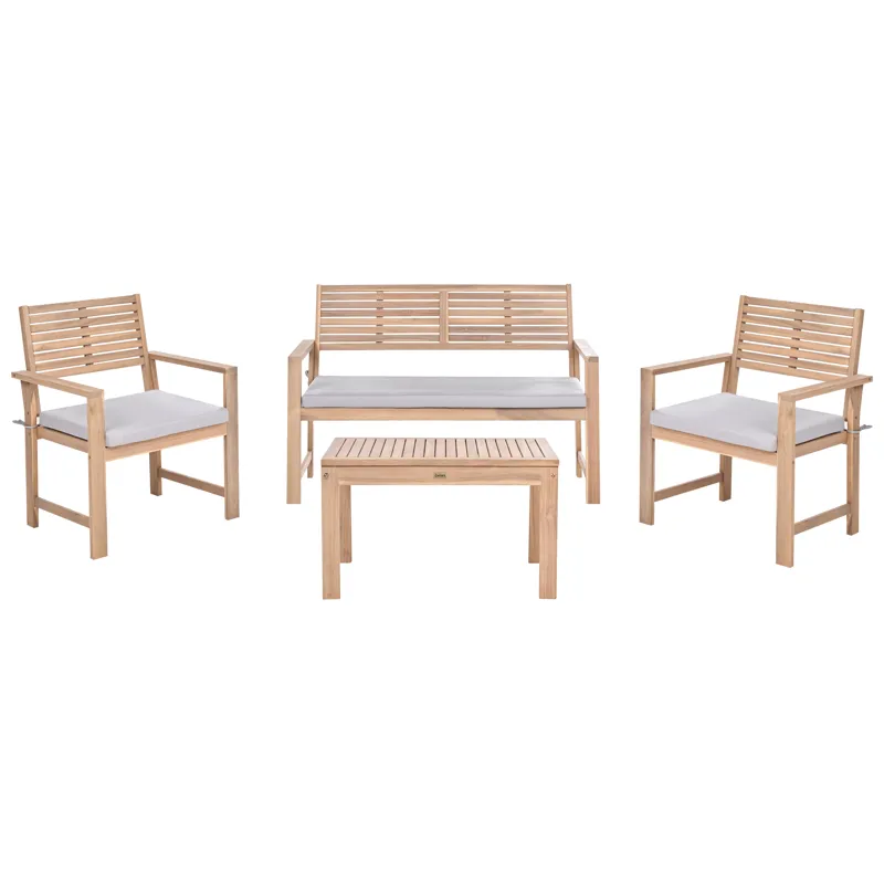 Sofagruppe udendørs med bord 4-personers Fiames akacietræ, Brun/Grå