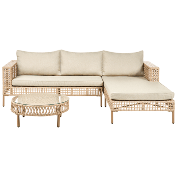 Sofagruppe udendørs med bord 4-personers Calasetta venstrevendt kunstflet - Beige - Havemøbler - Loungemøbler - Sofagrupper udendørs