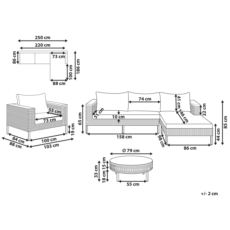 Sofagruppe udendørs med bord 4-personers Calasetta venstrevendt kunstflet - Beige - Have - Udendørs miljø - Altan & terrasse - Altanmøbler